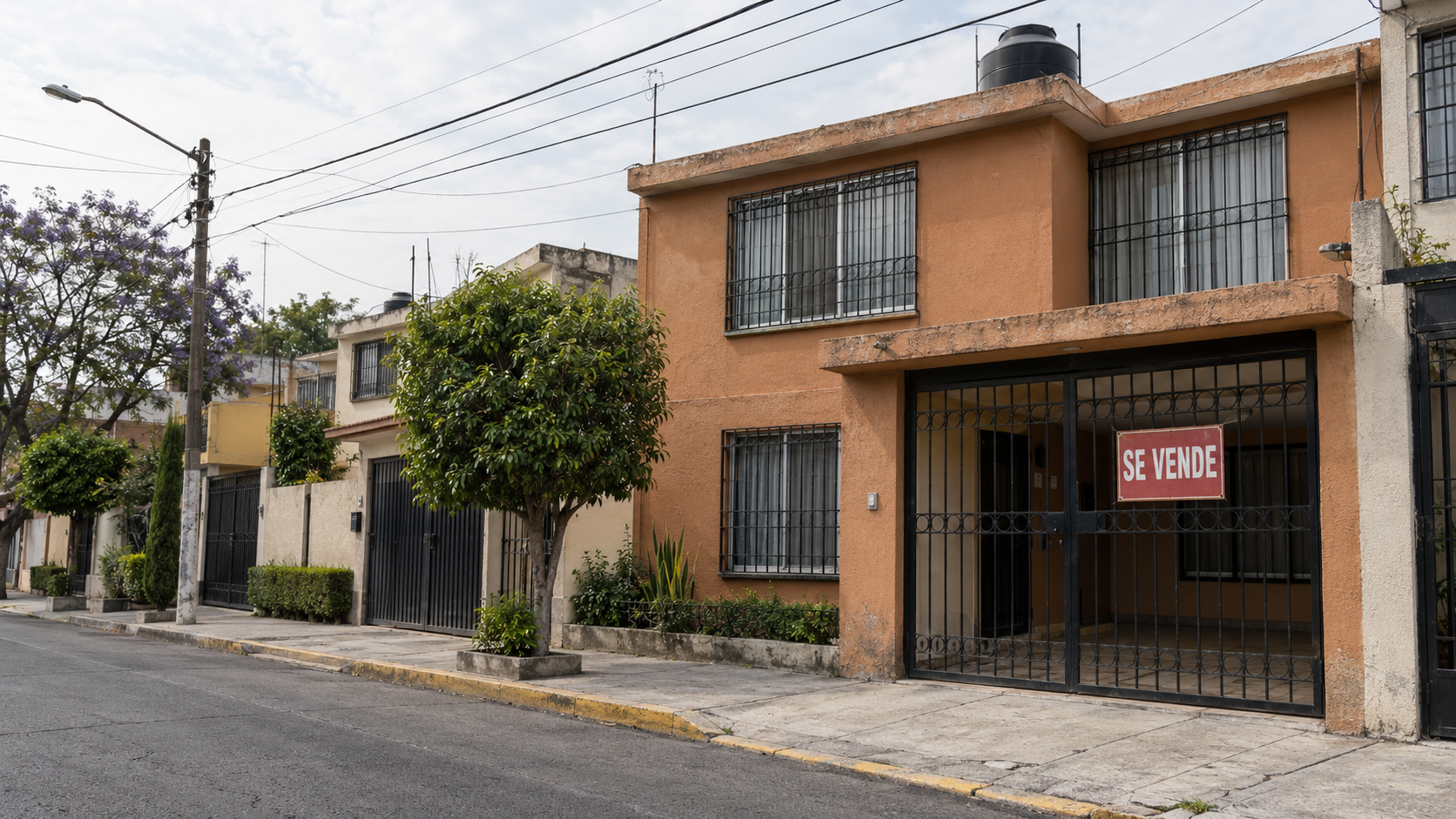 Fachada de casa con letrero de venta, ilustrando los remates bancarios en México